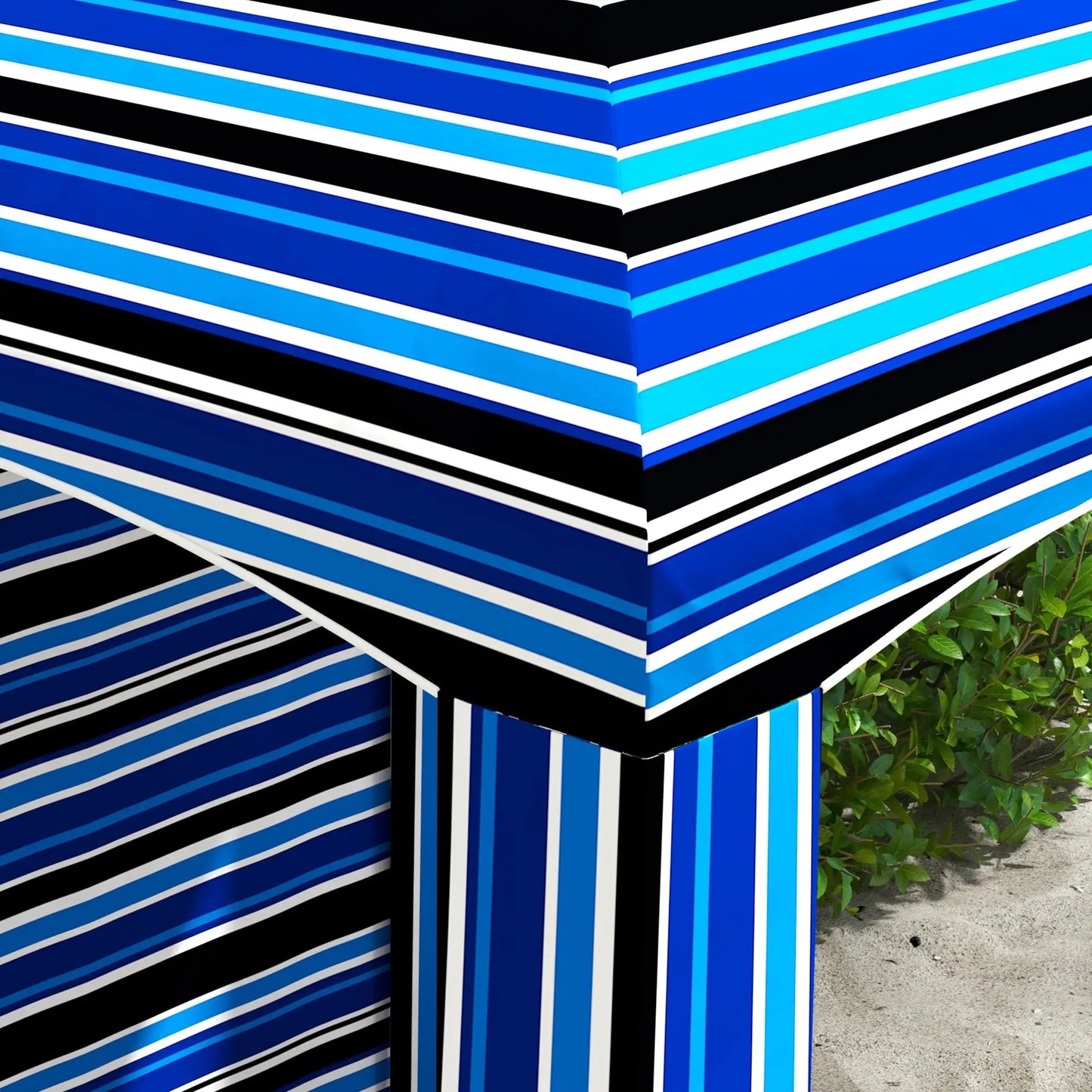 70.1" L x 70.1" W Cabana Umbrella, With Walls, Vents, Carry Bag, Blue Stripe