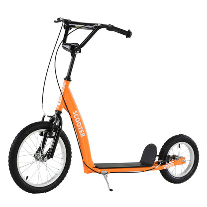 Kids Scooter, Adjustable Handlebar, Dual Brakes, Inflatable Wheels, Age 5+, Orange Scooters at Gallery Canada