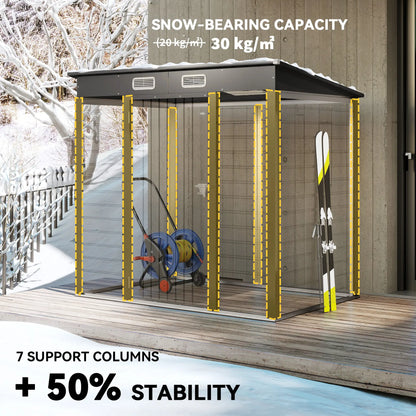 6 x 4FT Galvanized Metal Garden Shed, Double Doors, 2 Vents, Grey Sheds at Gallery Canada