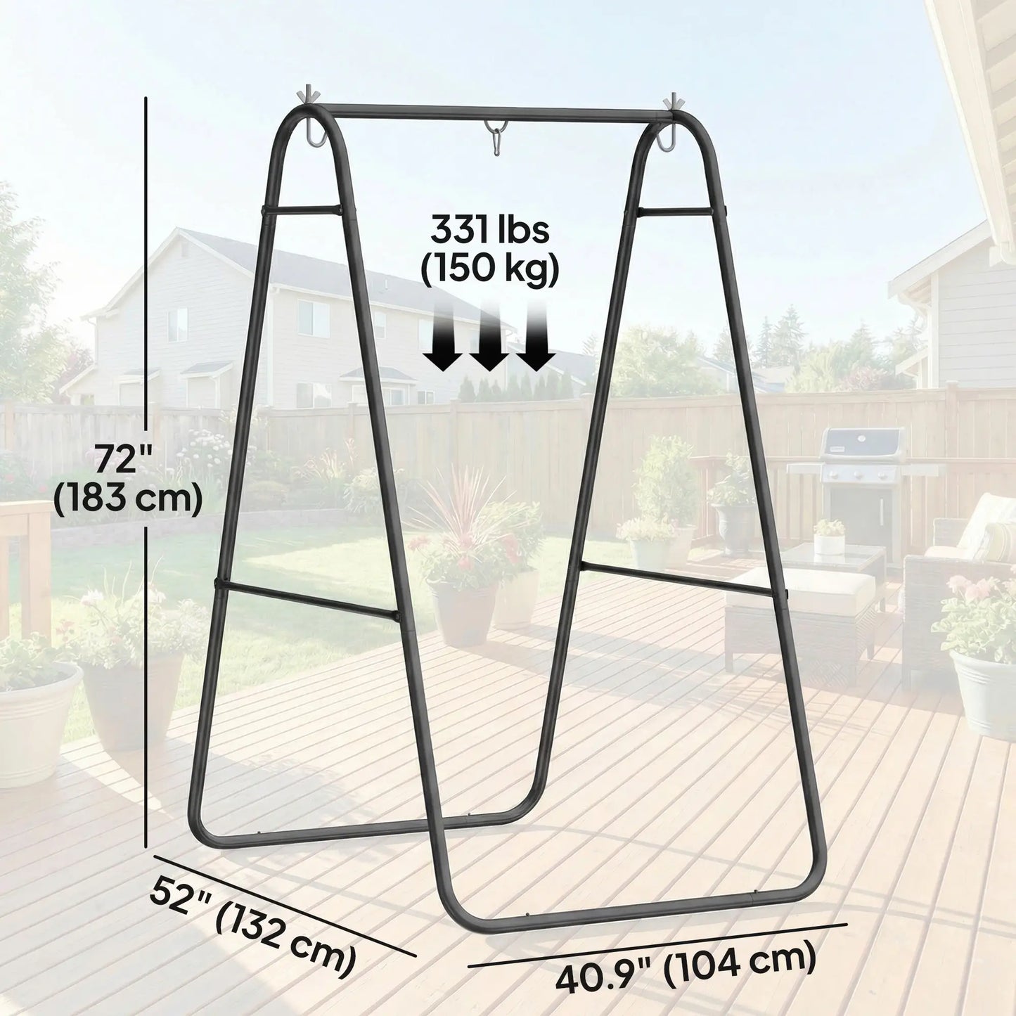 Heavy Duty Steel A-Frame Hammock Stand, Max Load 330 LBS, Black Hammock Stands at Gallery Canada