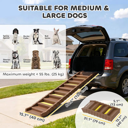 Foldable Dog Car Ramp, Anti-Slip Steps, Brown Dog Stairs at Gallery Canada