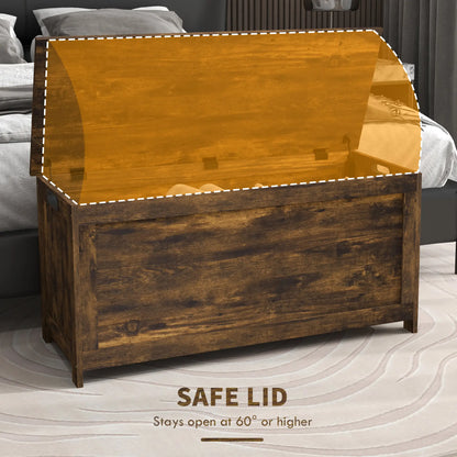 Modern Storage Trunk with Safety Hinges, Entryway Bench, Rustic Brown, Brown Storage Ottomans & Benches at Gallery Canada