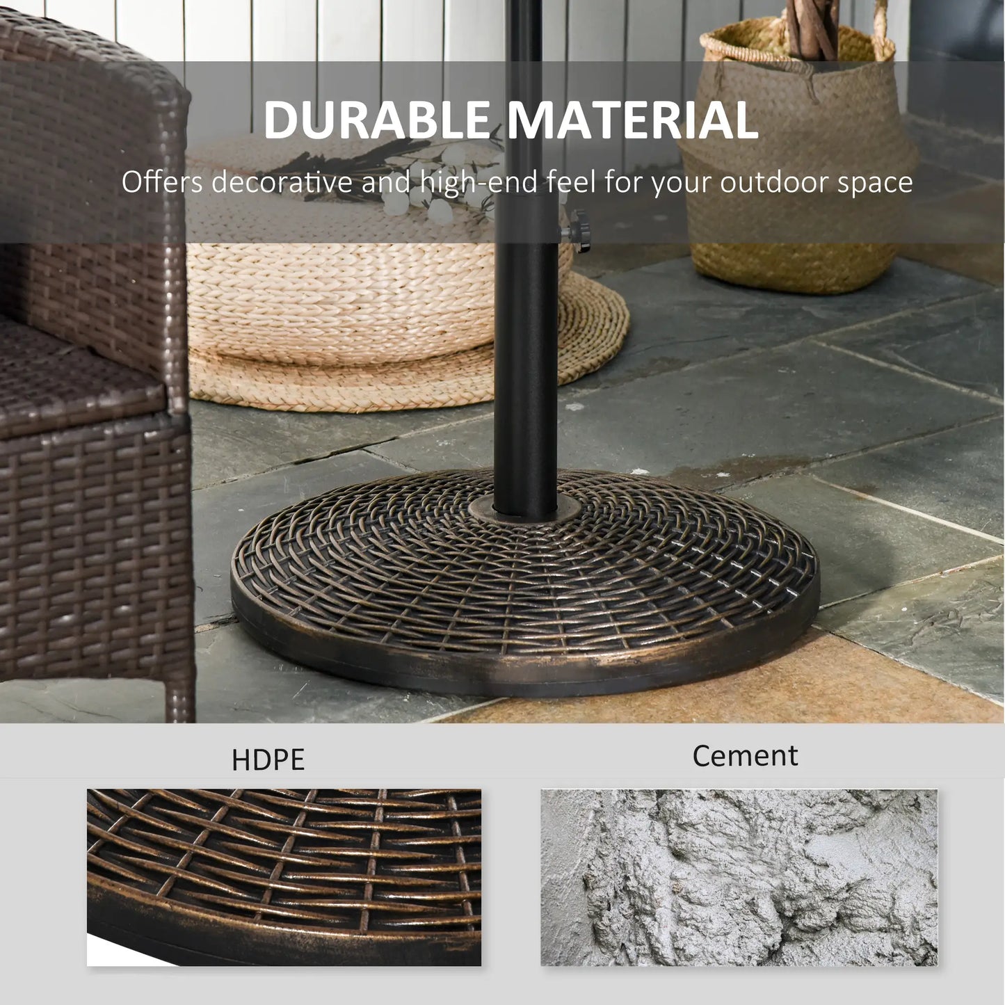 55 lbs 21" Heavy Duty Umbrella Base, Rattan Design, Bronze Umbrella Bases at Gallery Canada