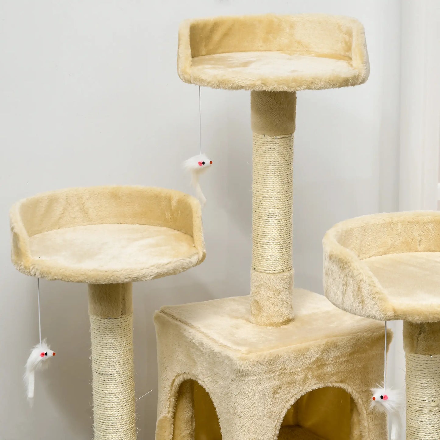 71-Inch Multi Level Cat Scratching Tree, Kitty Condo with Toys, Beige Cat Towers at Gallery Canada