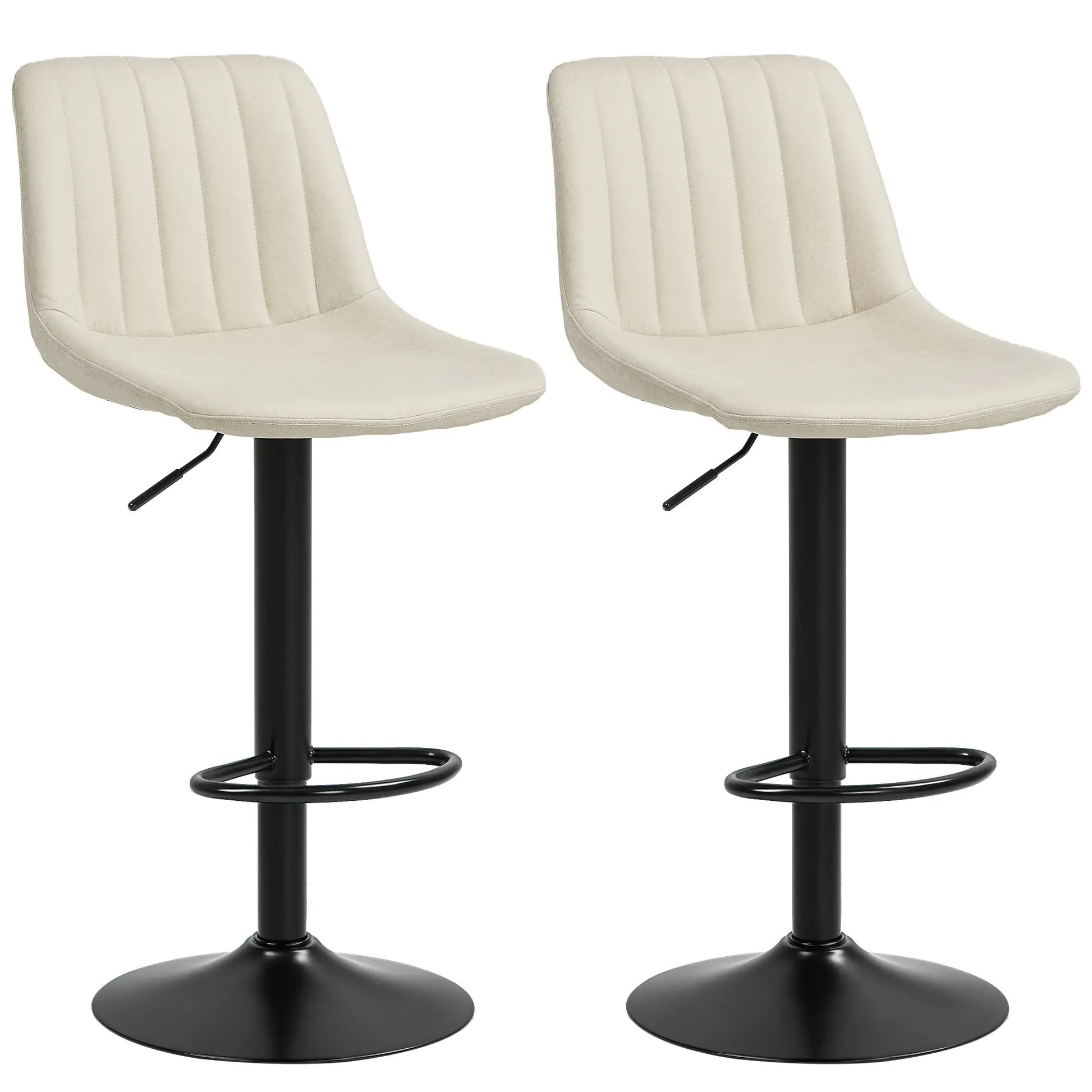 Counter Height Bar Stools Set of 2, Adjustable Height Bar Chairs with Swivel Seat, Leathaire Upholstery Bar Stools at Gallery Canada