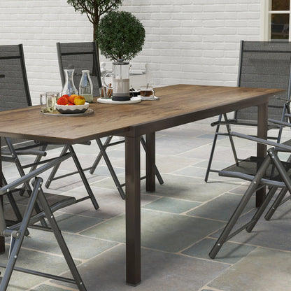 63"-94.5" Extendable Outdoor Dining Table, Steel Frame, Brown Patio Dinning Tables at Gallery Canada