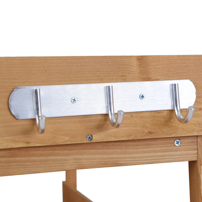 Wooden Potting Bench, Outdoor Garden Work Table, Tool Storage Shelf w/ Hooks, Natural Potting Benches & Tables at Gallery Canada