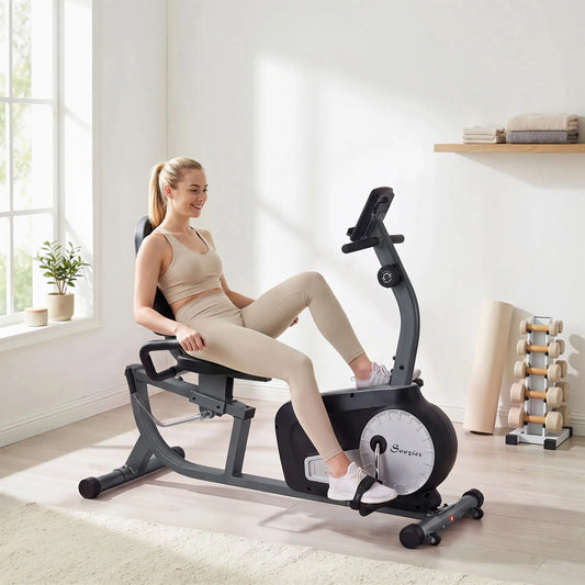 Exercise Bike, 8-Level Magnetic Resistance, LCD Display, Adjustable Seat Exercise & Stationary Bikes Grey at Gallery Canada