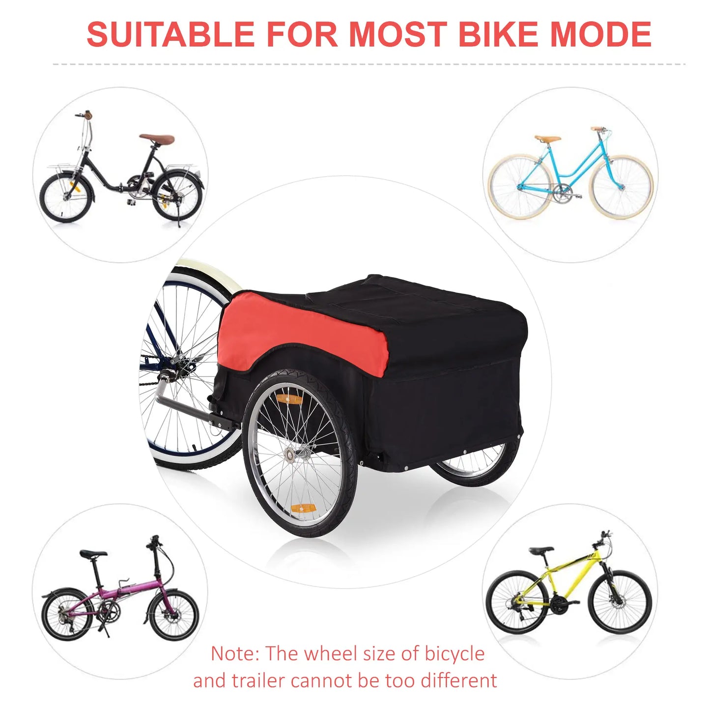 Bike Cargo Trailer, Bicycle Luggage Carrier Cart, Black, Red Bike Cargo Trailers at Gallery Canada