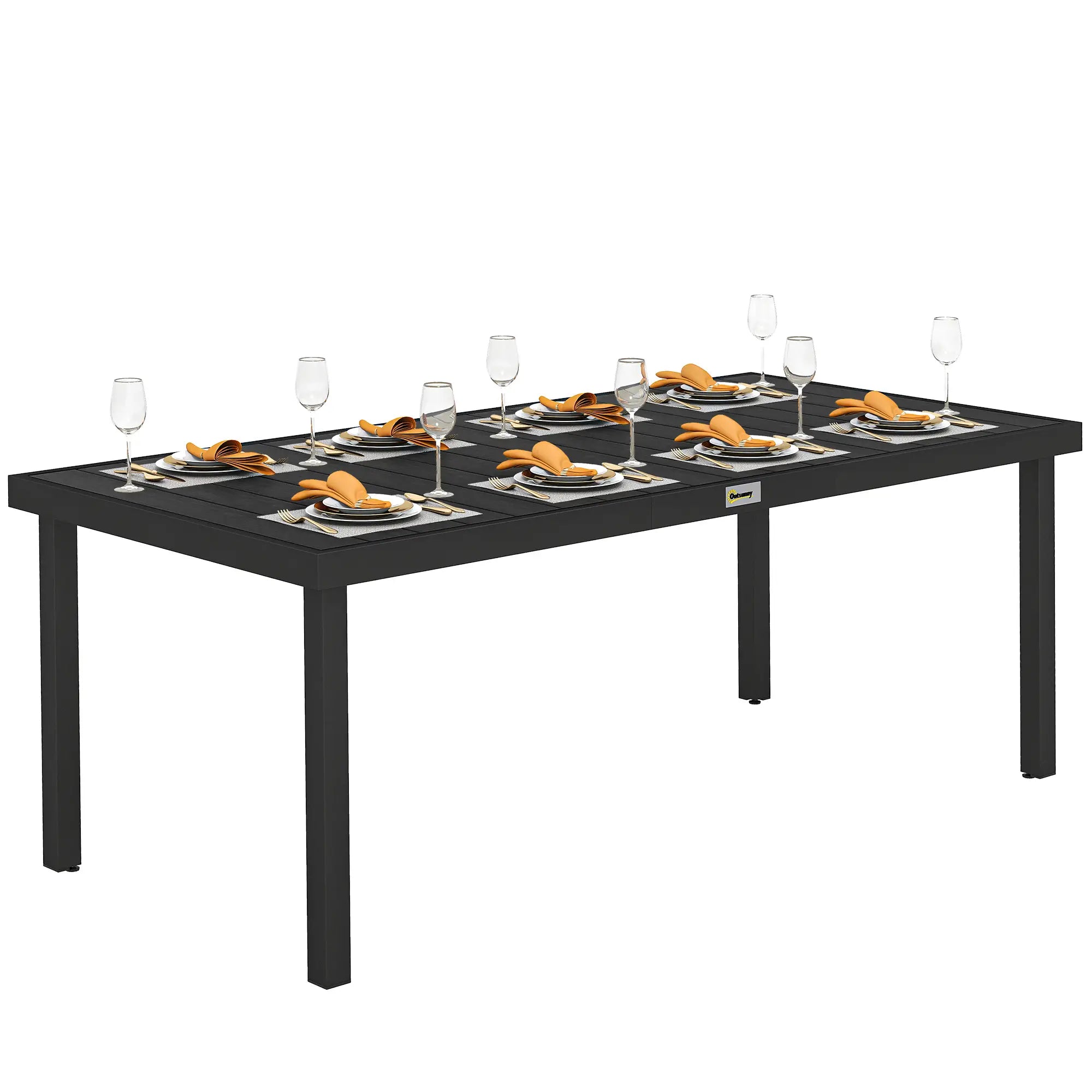 Rectangular Aluminum Patio Dining Table For 8, Black Patio Dinning Tables at Gallery Canada