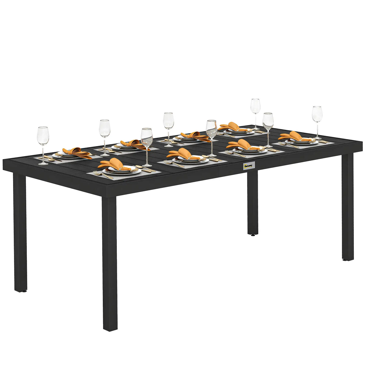 Rectangular Aluminum Patio Dining Table For 8, Black Patio Dinning Tables at Gallery Canada