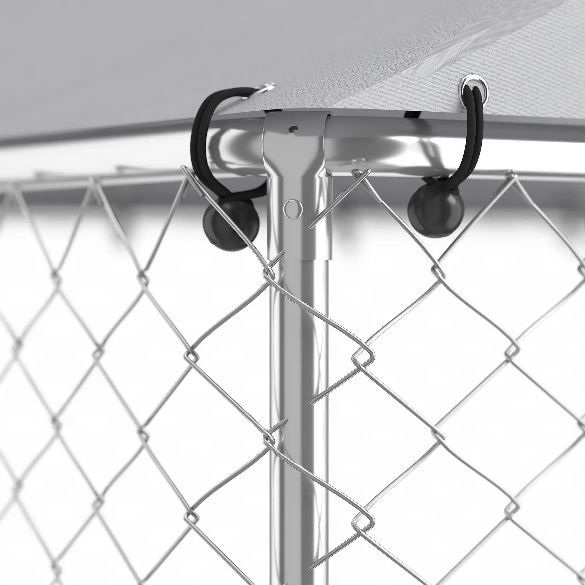 6.6' x 6.6' x 6.6' Outdoor Dog Kennel Heavy Duty Galvanized Steel with UV-resistant Roof, Silver Dog Kennels at Gallery Canada