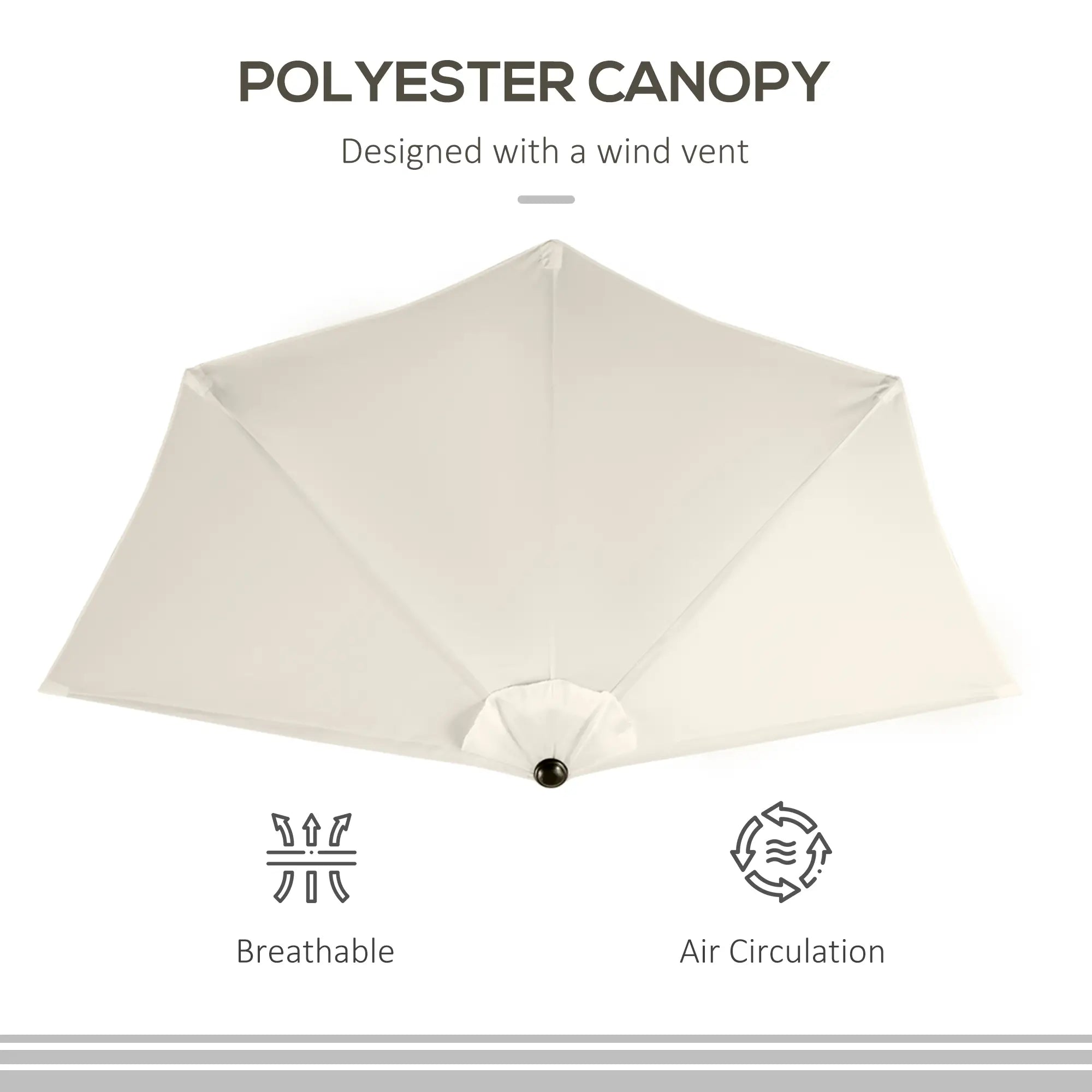 9.8ft Half Umbrella, Semi Round Patio Parasol, Crank Handle, Top Vent, Cream Sun Umbrellas at Gallery Canada