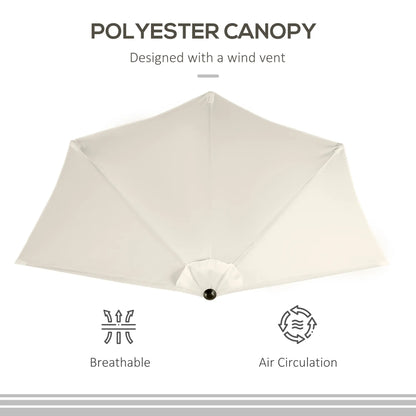 9.8ft Half Umbrella, Semi Round Patio Parasol, Crank Handle, Top Vent, Cream Sun Umbrellas at Gallery Canada