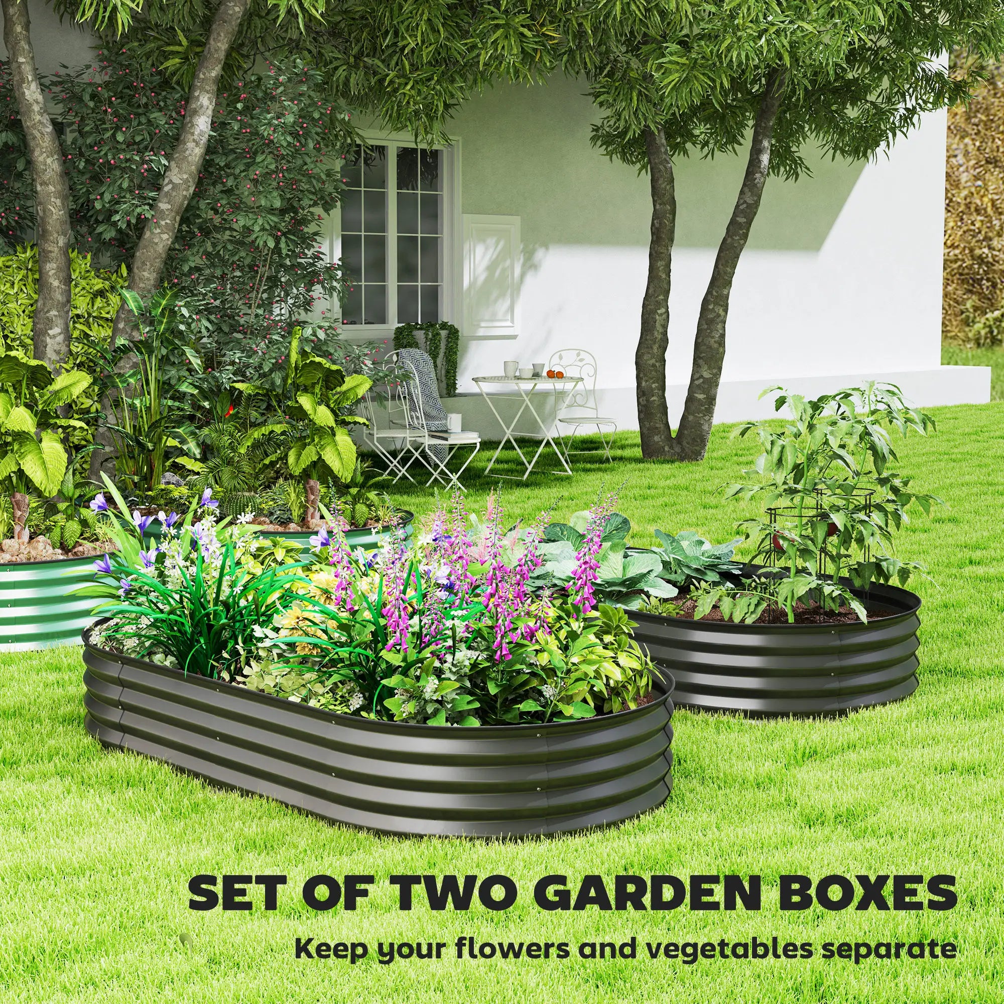 6' x 3' x 1' Galvanized Metal Raised Garden Bed Planter Box, Dark Grey Galvanized Planter Boxes at Gallery Canada