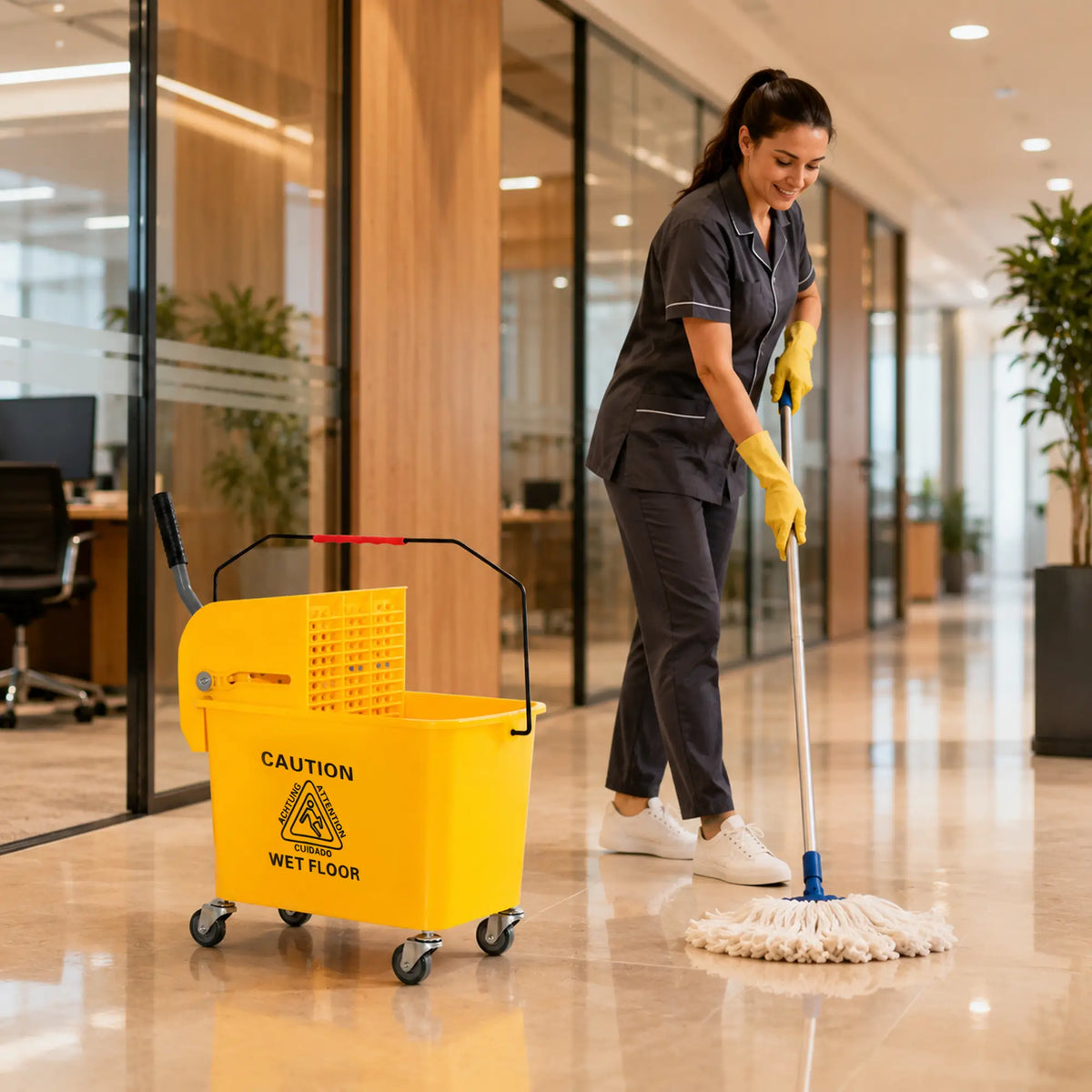Compact Mop Bucket with Wringer, 5 Gallon, Yellow Household Supplies at Gallery Canada