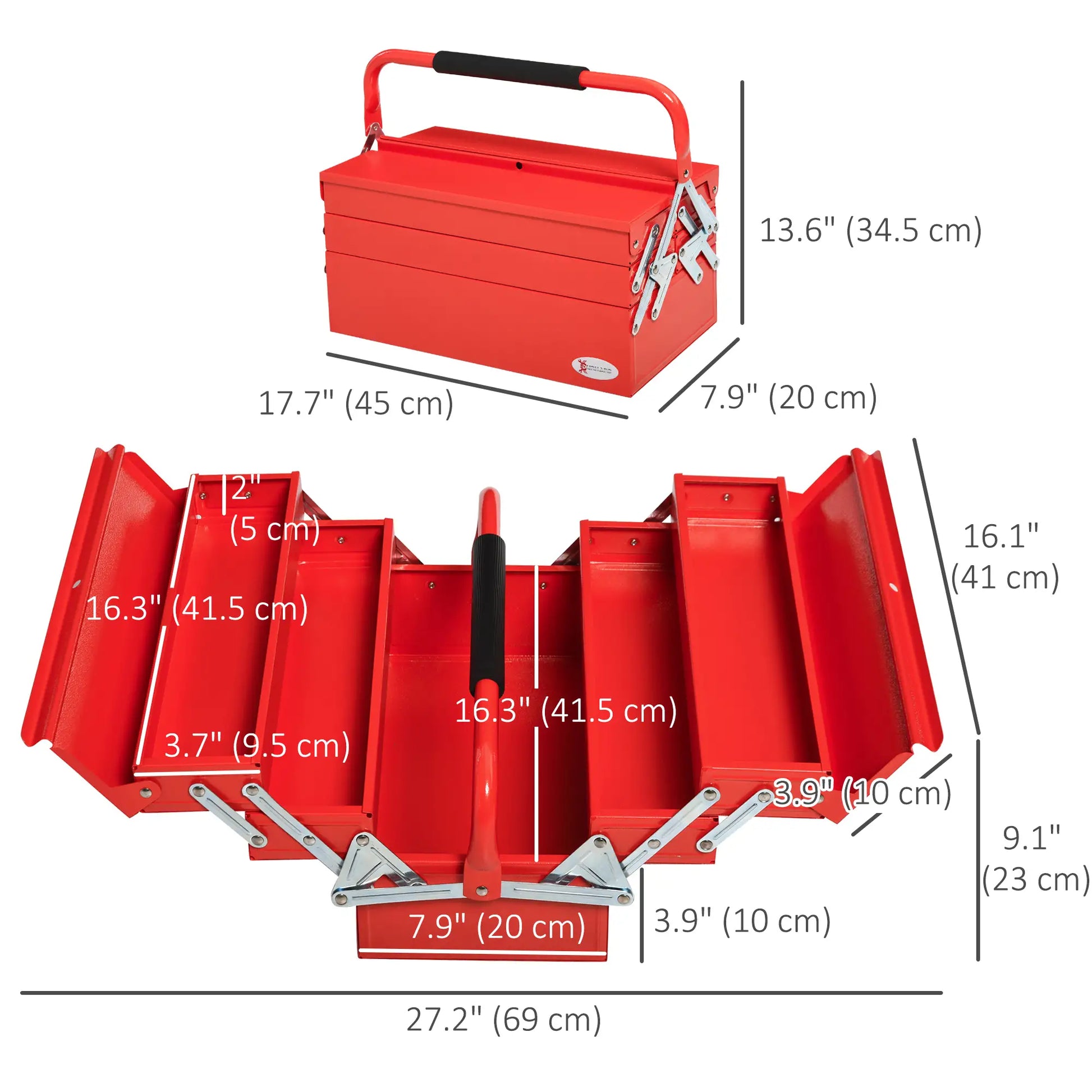 18 Inches Metal Tool Box, 5-Tray Cantilever Steel Chest, Red Tool Organizers at Gallery Canada