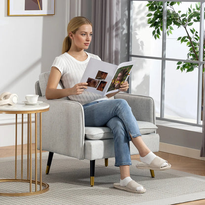 Accent Chairs Set of 2, Upholstered Armchairs, Tufted Back Cushion, Steel Legs Accent Chairs at Gallery Canada