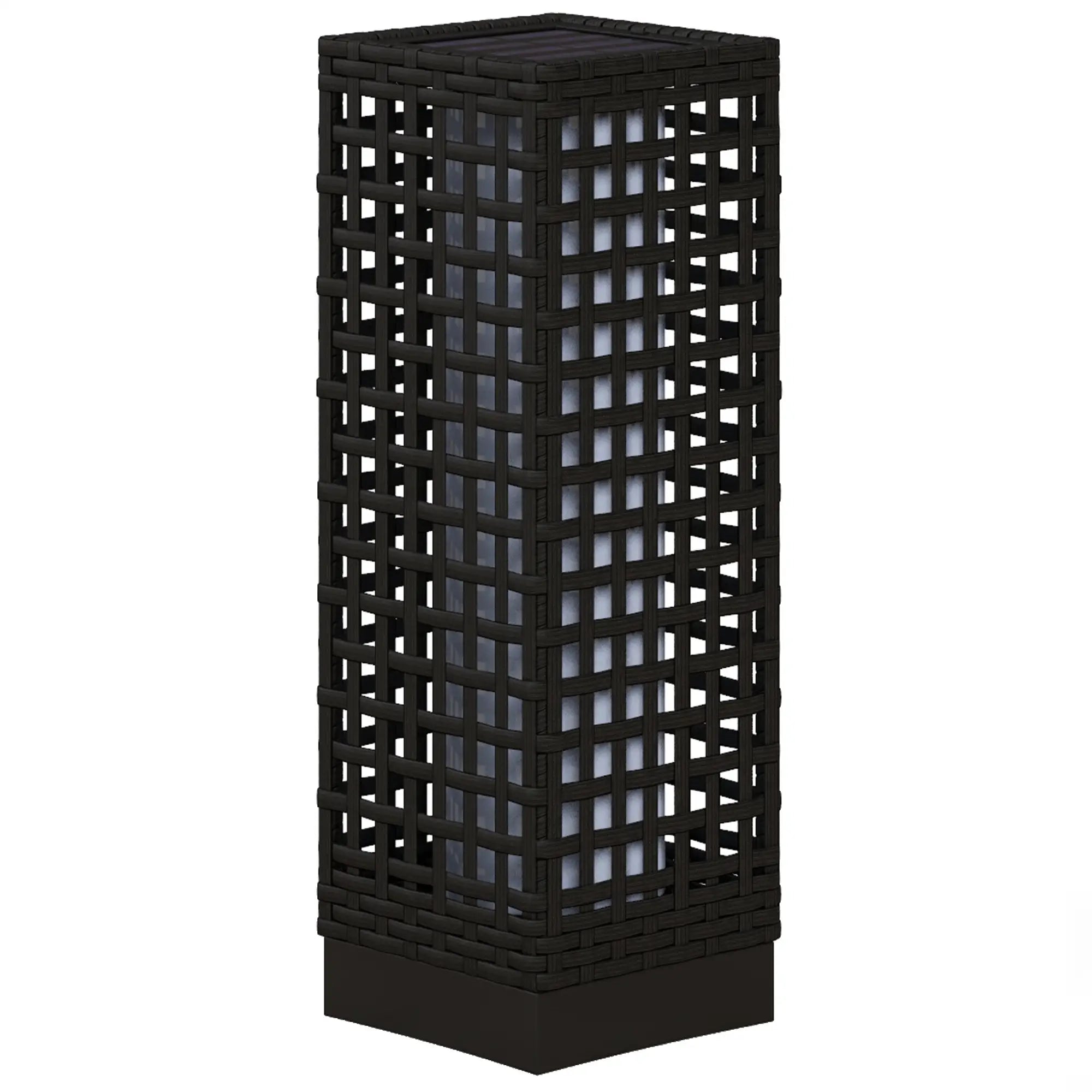 Wicker Solar Outdoor Lamp, Auto On/Off LED, IP44, Black Solar Post Lamps Black at Gallery Canada