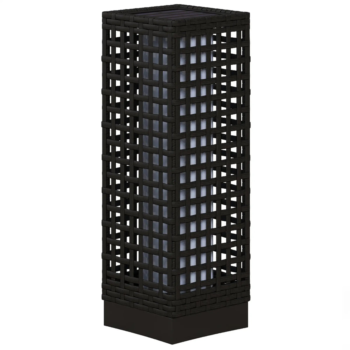 Wicker Solar Outdoor Lamp, Auto On/Off LED, IP44, Black Solar Post Lamps Black at Gallery Canada