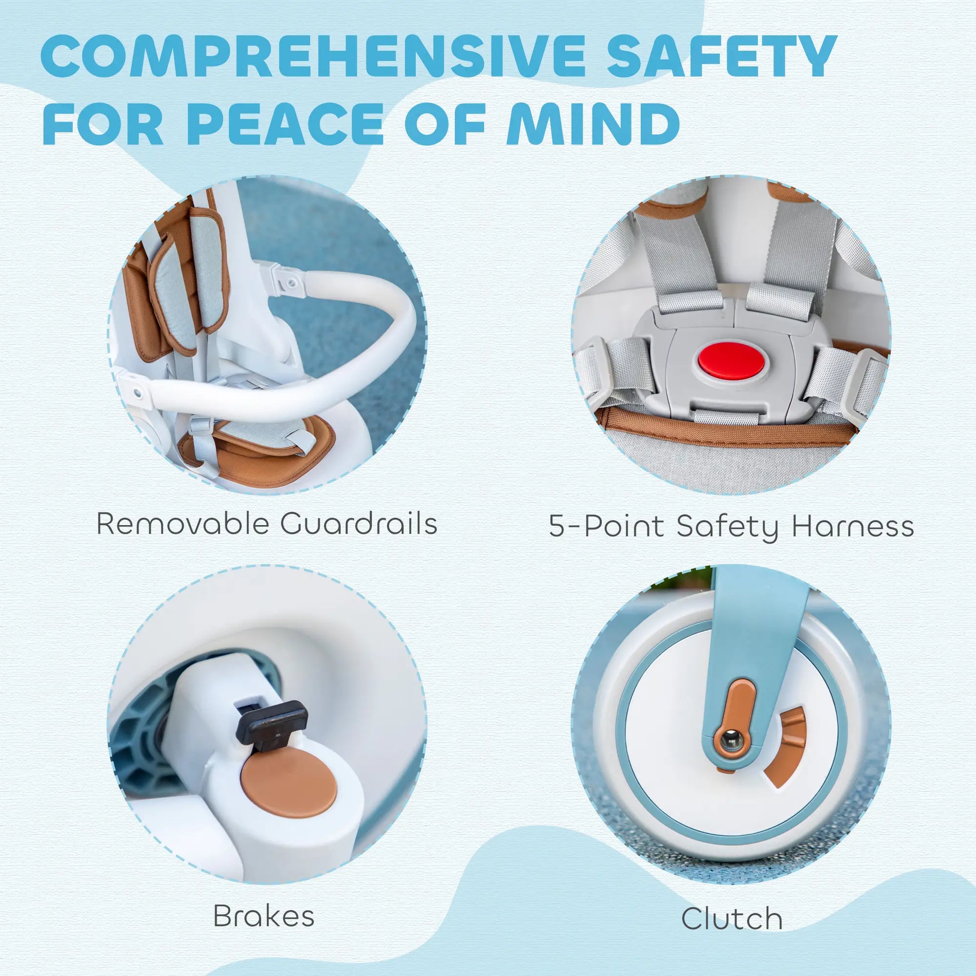 7 in 1 Toddler Tricycle, Adjustable Parent Handle, Canopy, Storage Bag, Brake, Blue Tricycles for Kids at Gallery Canada