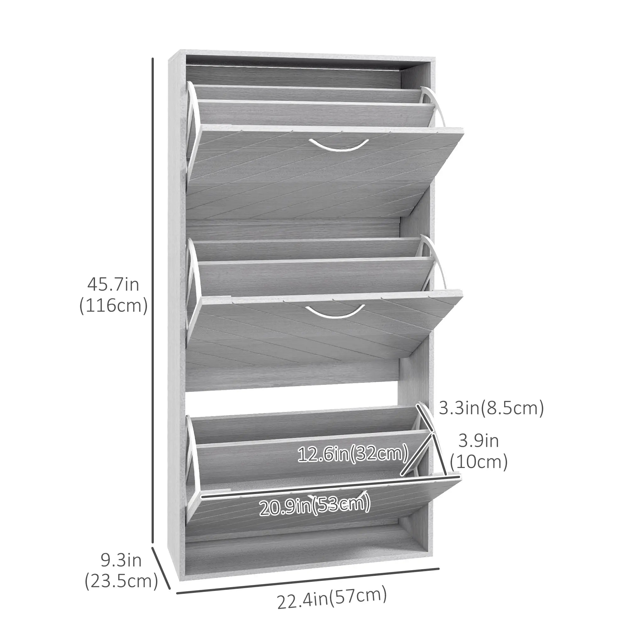 Shoe Storage Cabinet, 3 Flip Drawers, Slim 12 Pair Organizer Shoe Storage Cabinets & Racks at Gallery Canada