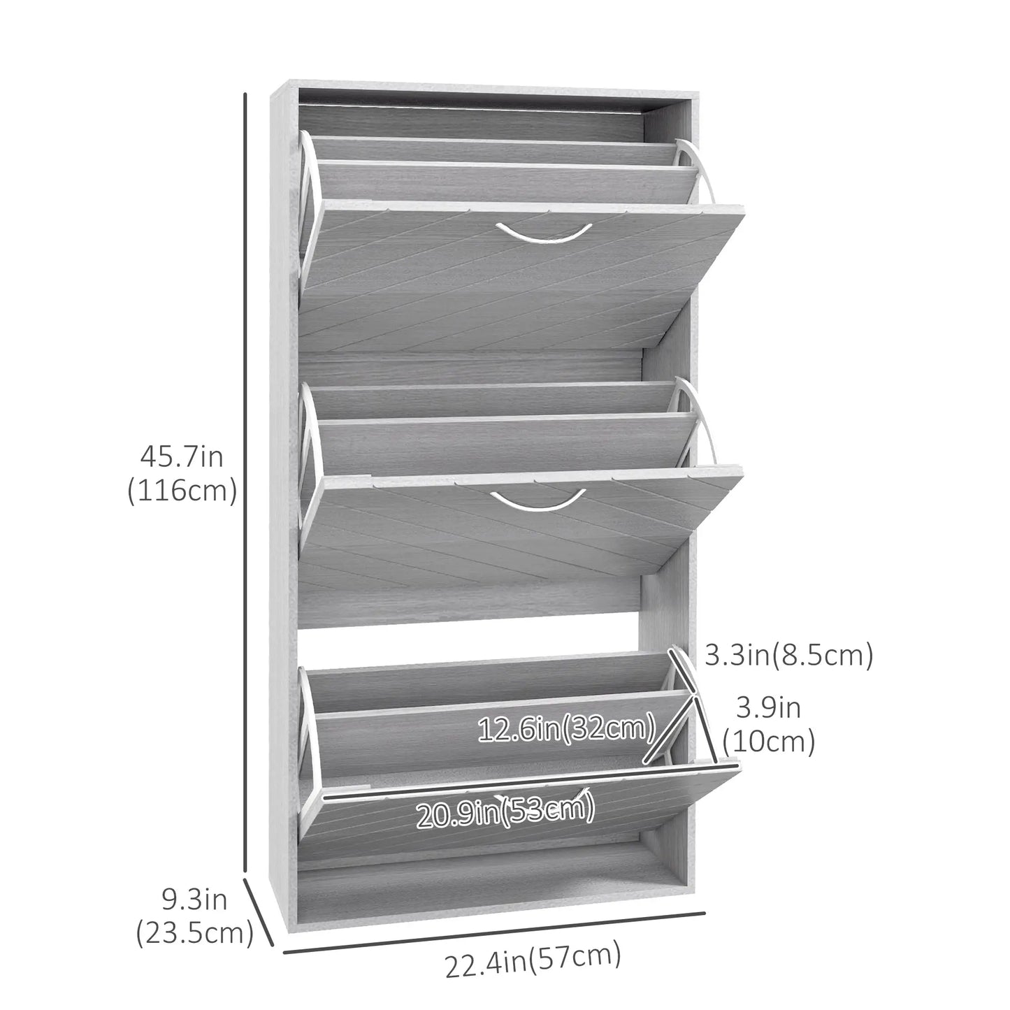 Shoe Storage Cabinet, 3 Flip Drawers, Slim 12 Pair Organizer Shoe Storage Cabinets & Racks at Gallery Canada