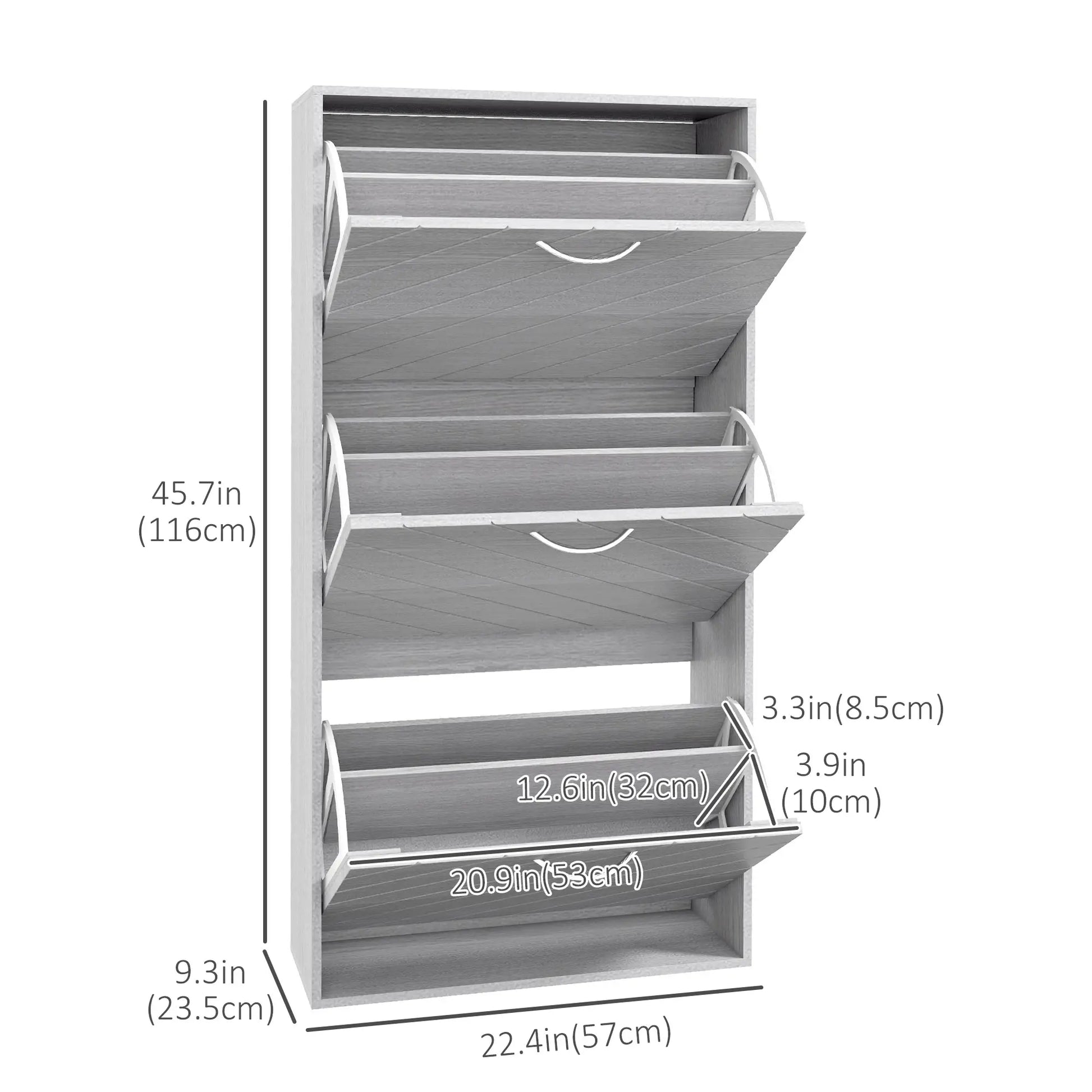 Shoe Storage Cabinet, 3 Flip Drawers, Slim 12 Pair Organizer Shoe Storage Cabinets & Racks at Gallery Canada