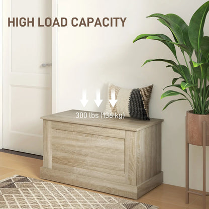 31.5 Inches Storage Chest, Wooden Trunk with Safety Hinge, Natural Wood Grain Storage Cabinets at Gallery Canada