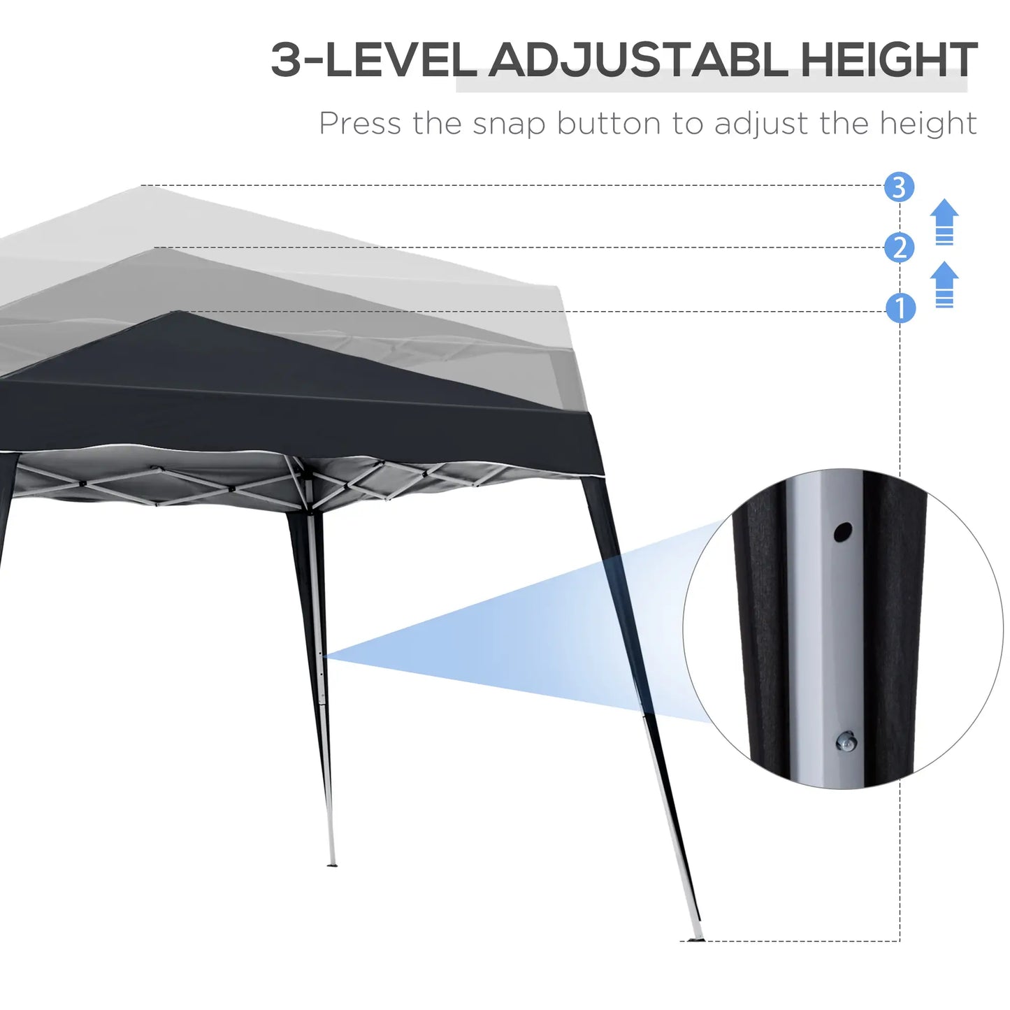 8' x 8' Pop Up Canopy, Foldable Outdoor Tent, Portable with Carrying Bag, Black Pop Up Canopies at Gallery Canada