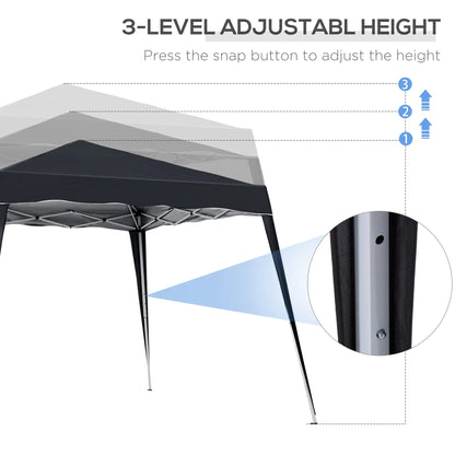 8' x 8' Pop Up Canopy, Foldable Outdoor Tent, Portable with Carrying Bag, Black Pop Up Canopies at Gallery Canada