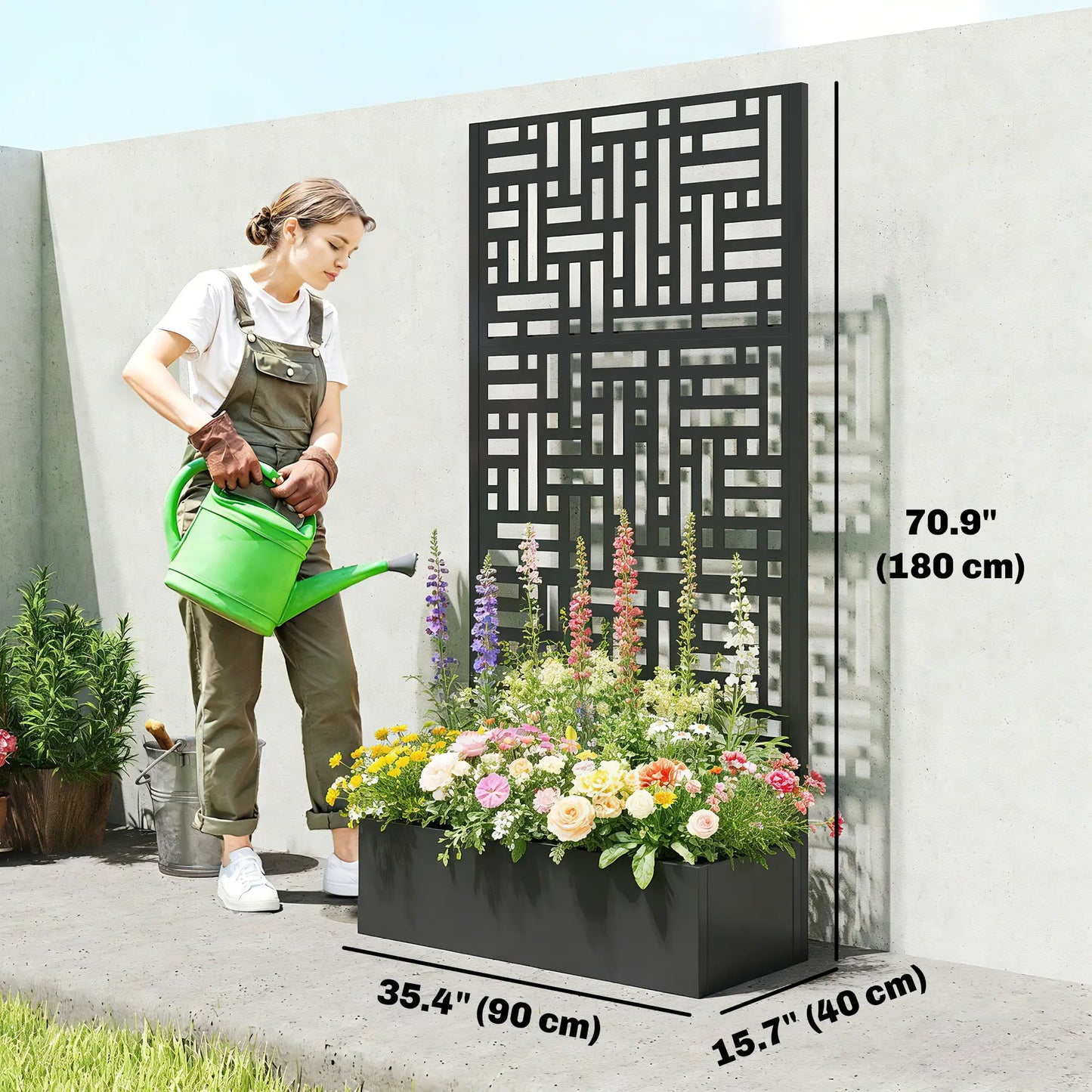 Galvanised Raised Garden Bed With Trellis, 71" Tall Metal Planter Box Galvanized Planter Boxes at Gallery Canada