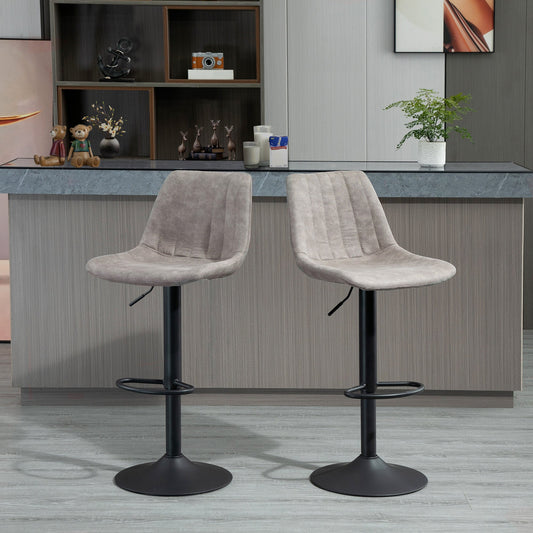 Adjustable Bar Stools Set of 2, Microfiber Swivel Barstools with Back and Footrest, Upholstered Bar Chairs for Kitchen, Dining Room, Home Pub, Grey - Gallery Canada