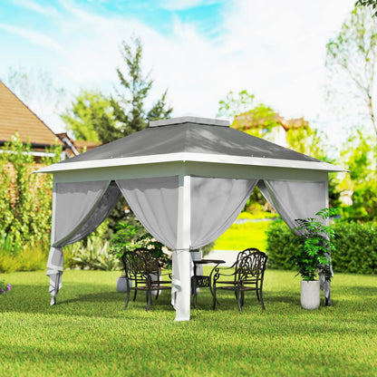 11' x 11' Pop Up Gazebo, Double Roof Foldable Canopy Tent, Dark Grey Pop Up Canopies at Gallery Canada