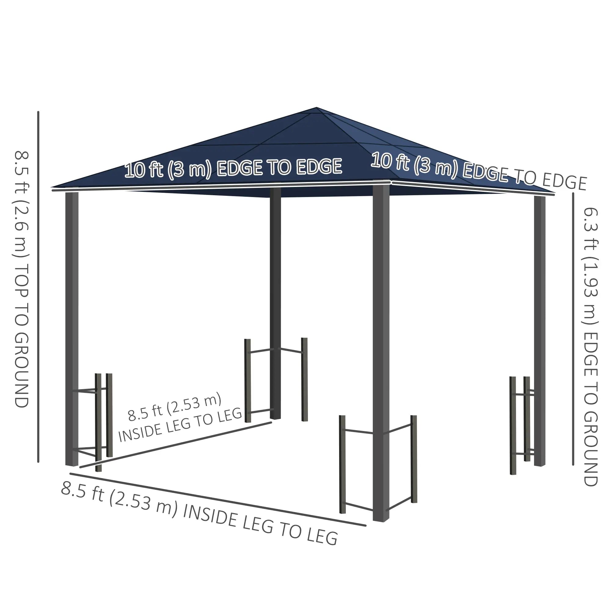 10' X 10' Hardtop Gazebo With PC Roof, Aluminum Frame, Curtains, Netting Gazebos at Gallery Canada