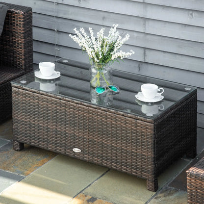 Rattan Wicker Coffee Table, Glass Top, Outdoor Garden Patio Furniture, Brown Coffee Tables at Gallery Canada