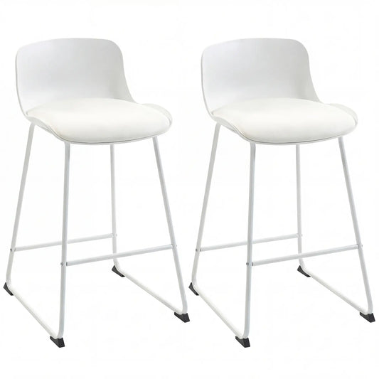 Modern Bar Stools Set of 2, PU Leather, Counter Height, White Bar Stools White at Gallery Canada