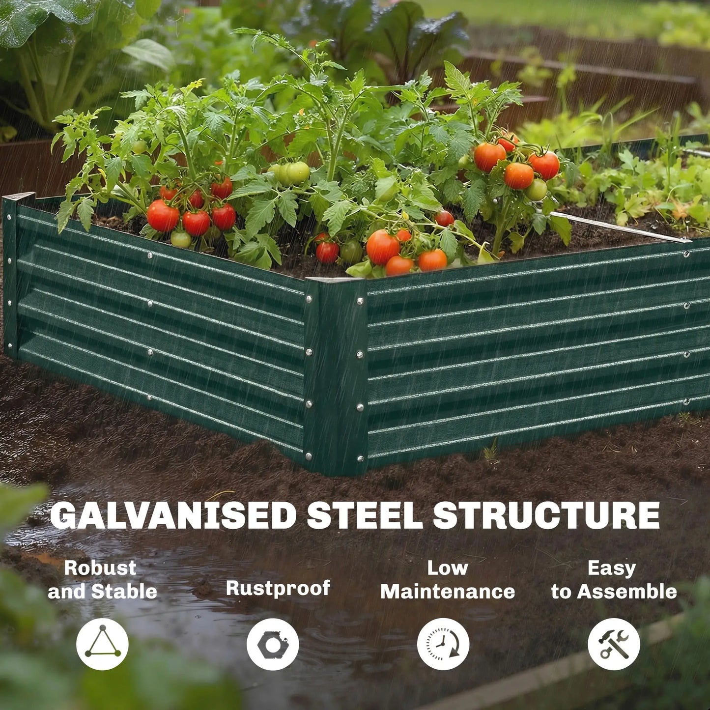 12 x 4 x 1ft Galvanized Raised Garden Bed, Reinforced Outdoor Planter Box, Green Galvanized Planter Boxes at Gallery Canada