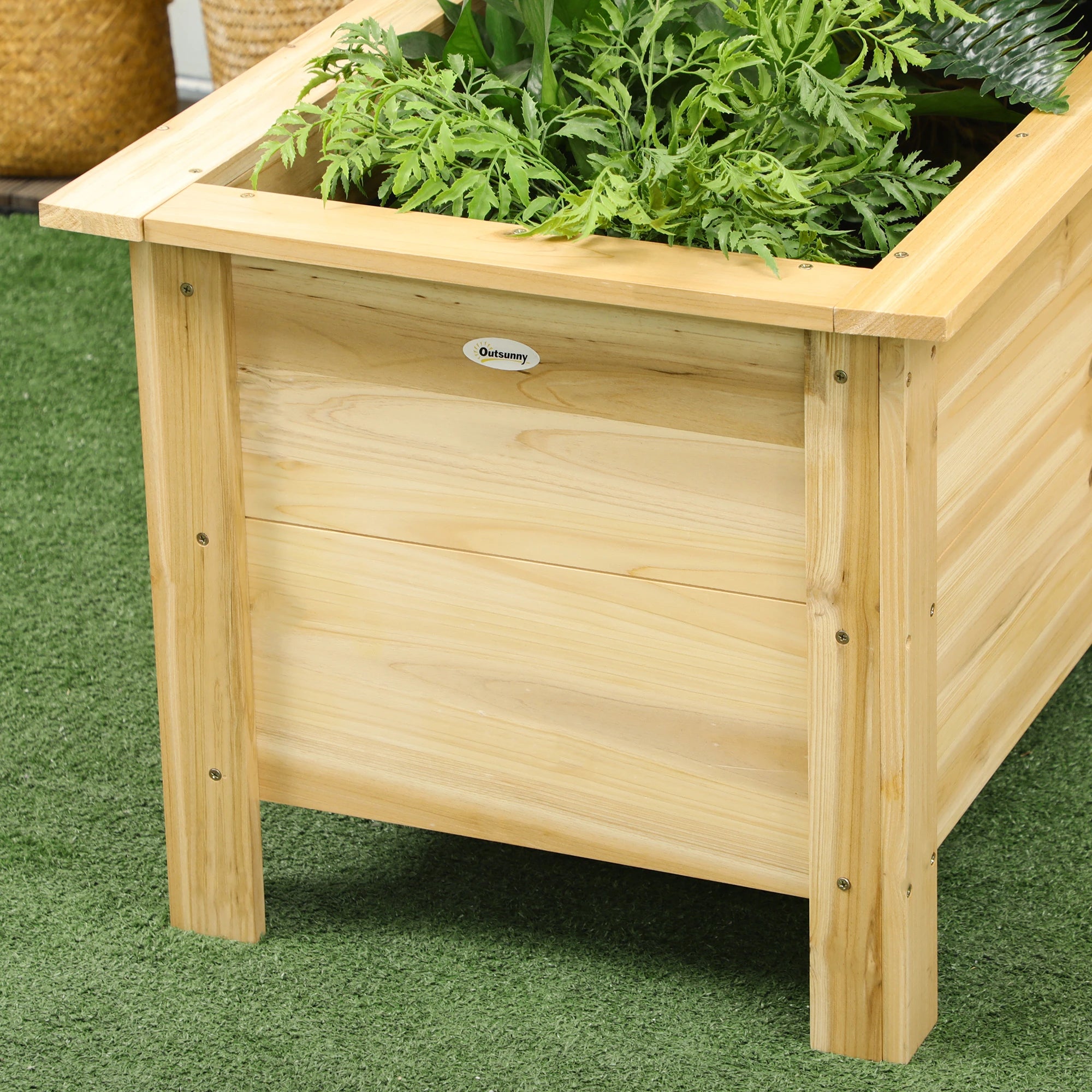 Raised Wooden Garden Bed, Elevated Planter Box with Legs, L-Shaped, Natural Wooden Planter Boxes at Gallery Canada