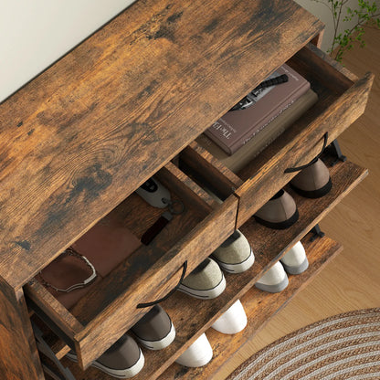 Narrow Shoe Storage, 2 Flip Drawers, Adjustable Shelves, 12 Pairs, Brown Shoe Storage Cabinets & Racks at Gallery Canada