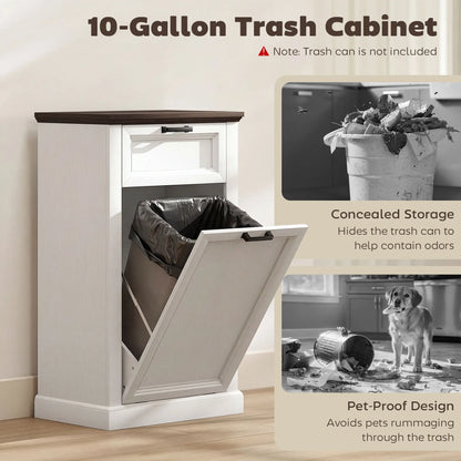 10 Gallon Trash Can Cabinet With Drawer, White Wood Effect, White Storage Cabinets at Gallery Canada