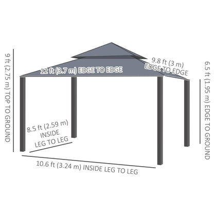 10' x 12' Double Roof Gazebo, Outdoor Canopy with Netting, Curtains Gazebos at Gallery Canada