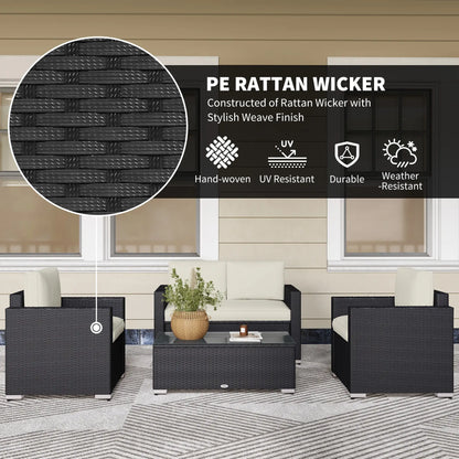 Outdoor Wicker Furniture Set with Table, Loveseat & 2 Chairs, Cream Patio Furniture Sets at Gallery Canada