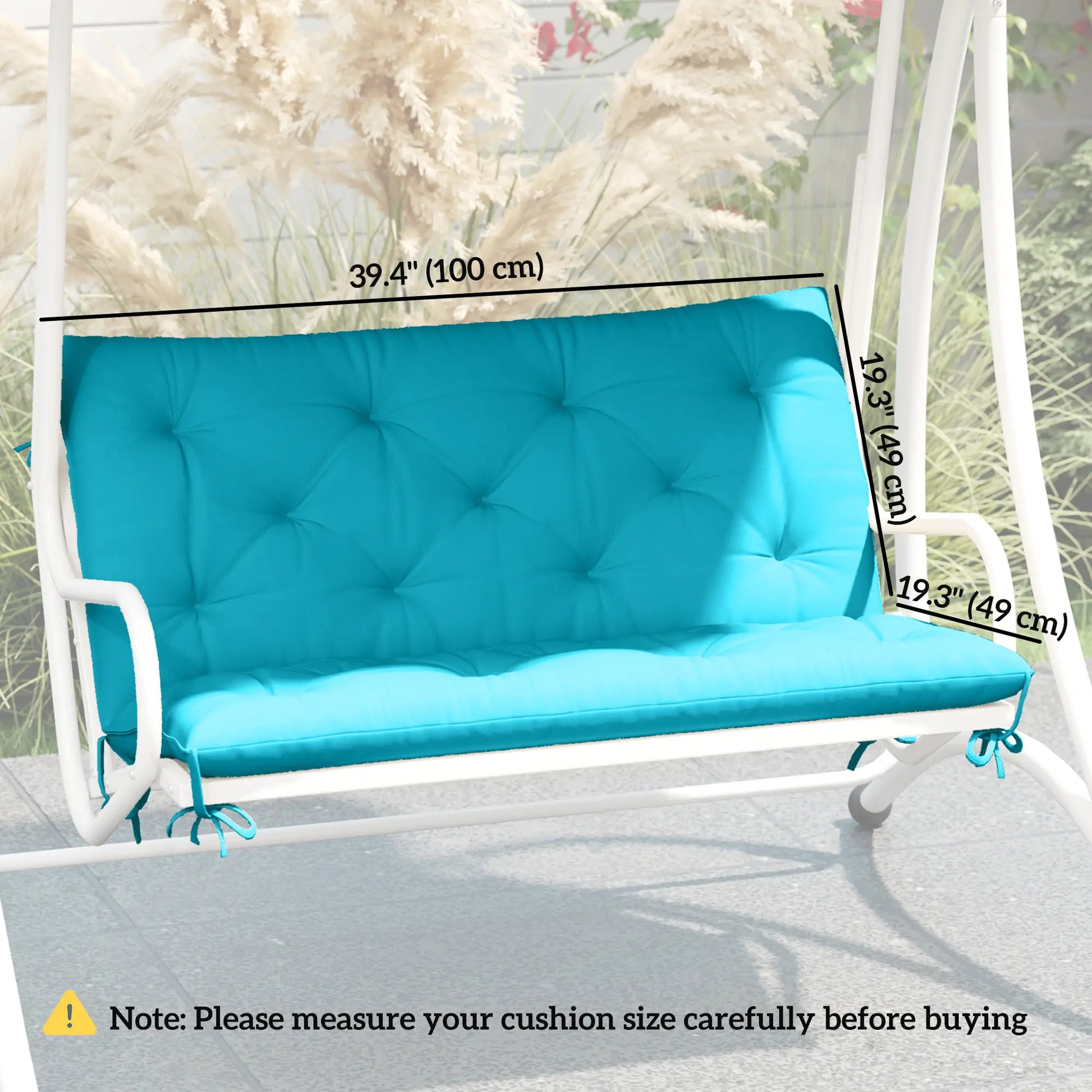 Garden Bench Cushion with Backrest, 2 Seater Thick Pad, Turquoise Patio Chair Cushions at Gallery Canada