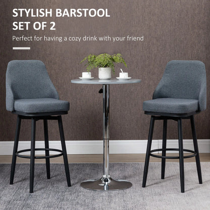 Extra Tall Bar Stools Set of 2, 360° Swivel, Steel Legs, Charcoal Grey Bar Stools at Gallery Canada