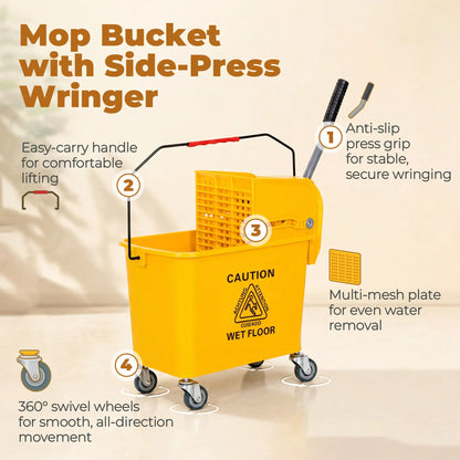 Compact Mop Bucket with Wringer, 5 Gallon, Yellow Household Supplies at Gallery Canada