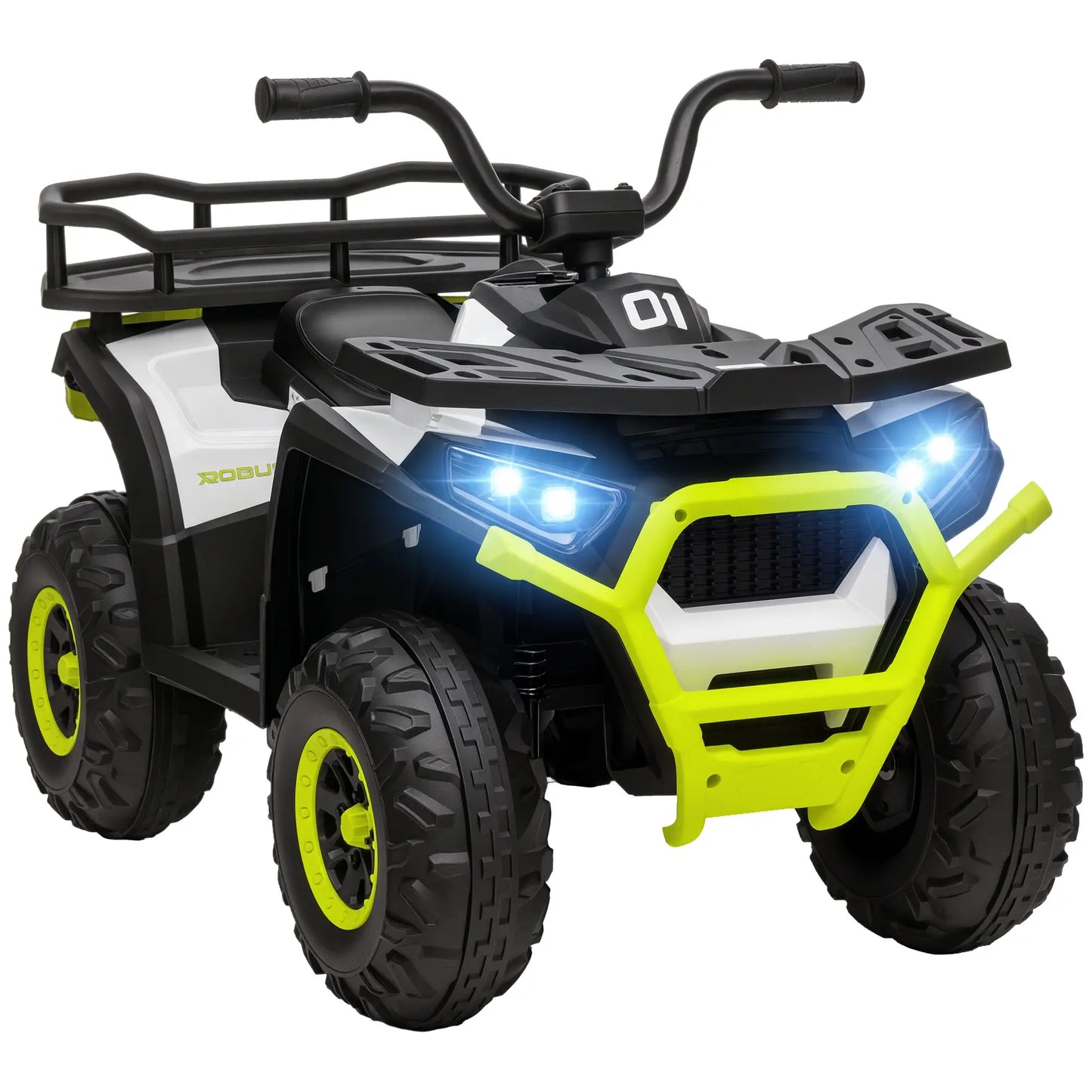 Kids ATV, 12V Electric Ride-On Toy, Spring Suspension, Storage Basket, Green Electric Ride On Toys at Gallery Canada