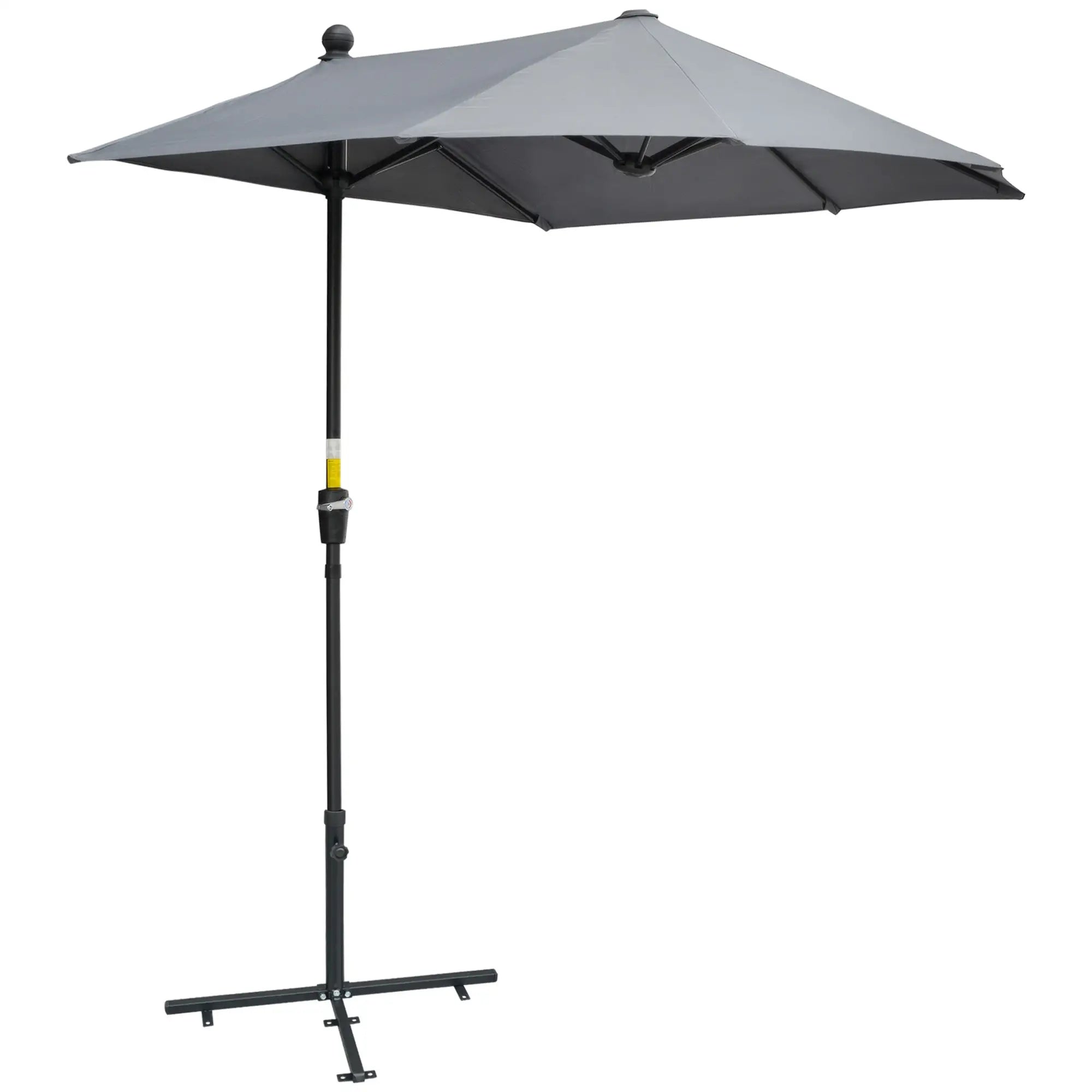 6.6 x 6ft Half Patio Umbrella, Double-Sided Canopy, Crank Handle, Grey Sun Umbrellas at Gallery Canada