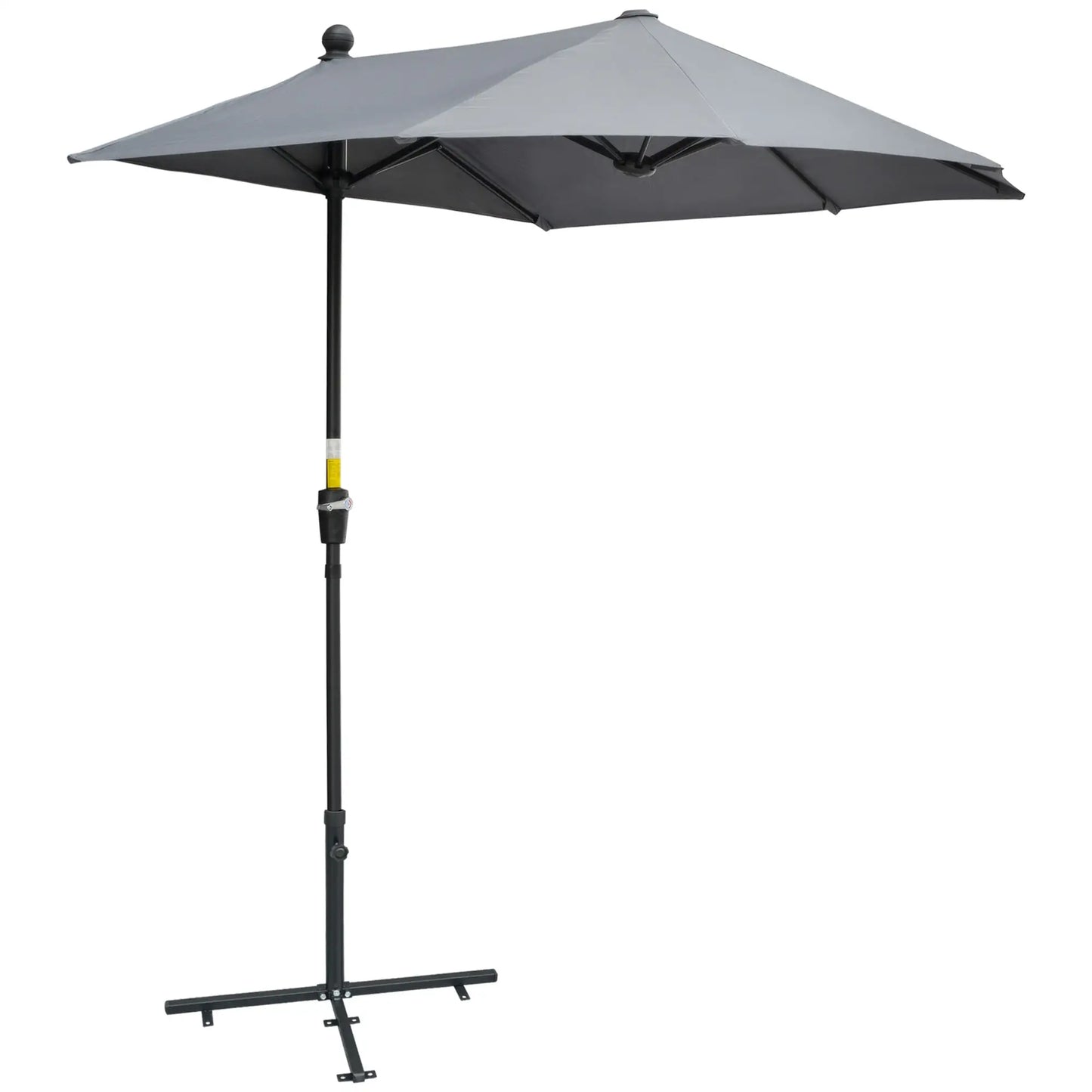 6.6 x 6ft Half Patio Umbrella, Double-Sided Canopy, Crank Handle, Grey Sun Umbrellas at Gallery Canada