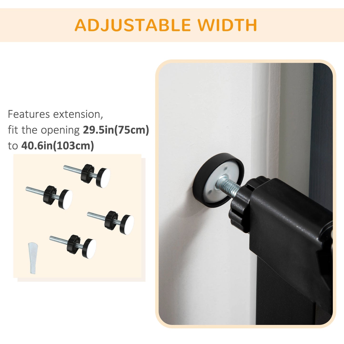 29.5"-40.6" Metal Pet Gate, Auto Closing Door, Double Locking, Black Houses, Kennels & Pens at Gallery Canada